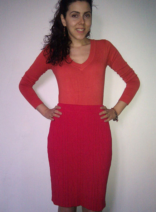 Mid-Length Red Skirt